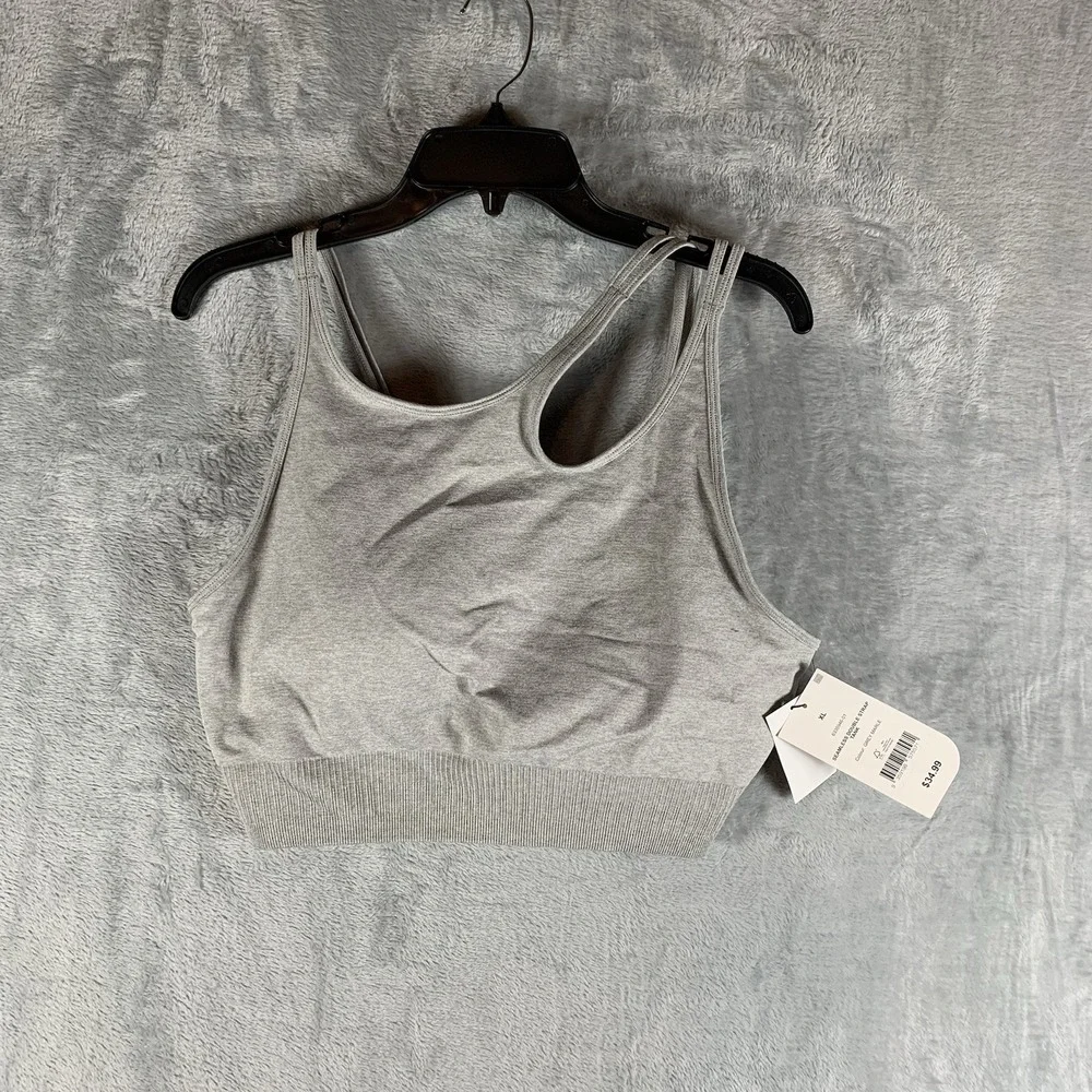 Cotton On Body Women's Sports Bra Seamless Double Strap Tank Gray‎ XL